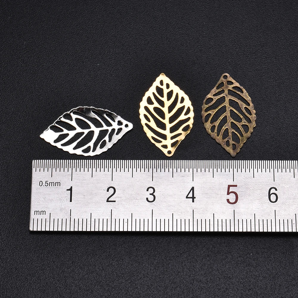 50Pcs Filigree Metal  Leaves