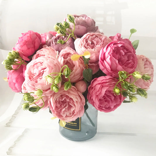 Beautiful Five Heads Silk Peony Bouquet