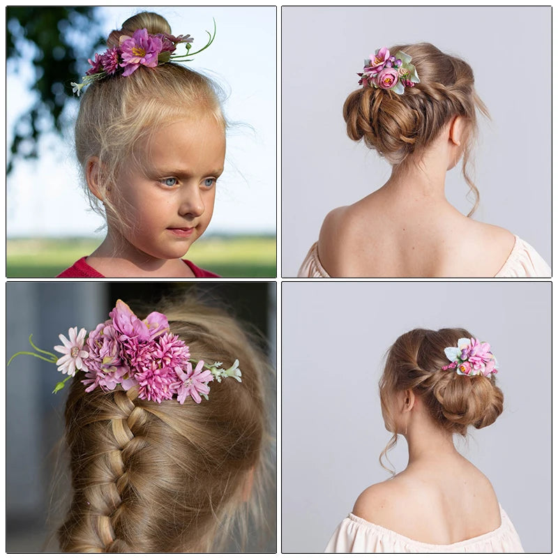 Colorful Wedding Flower Hair Combs