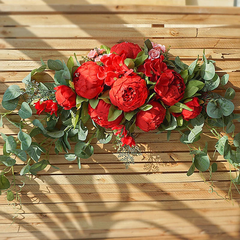 Artificial Peony Flower Threshold Wreath