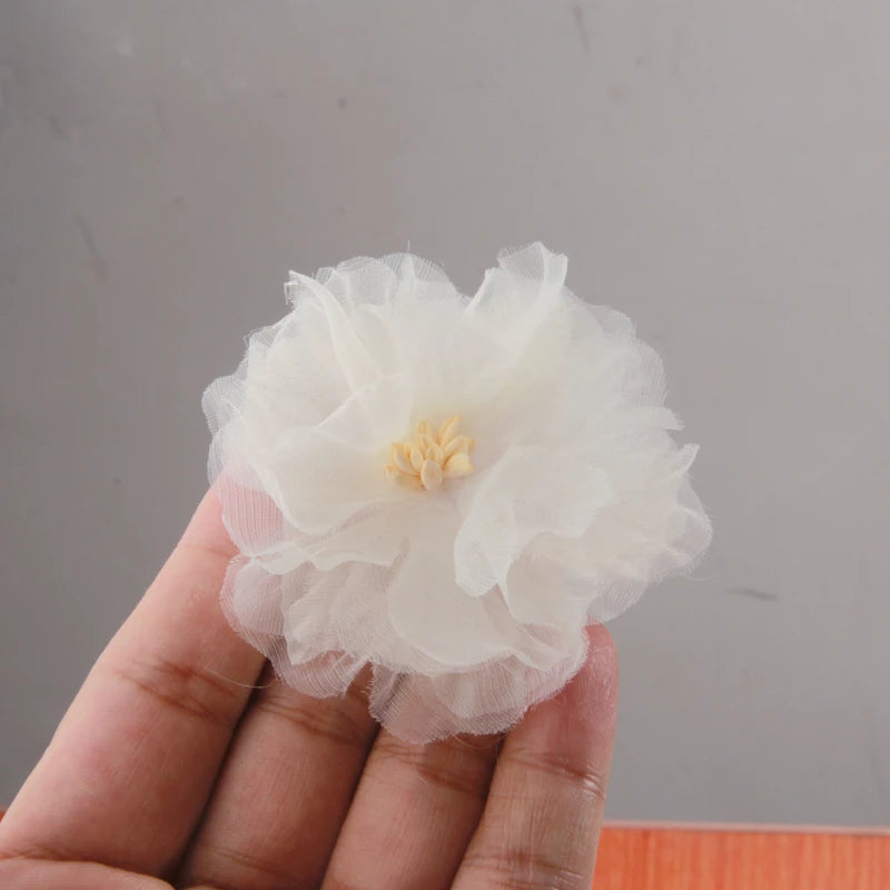 10PCS/Lot Beige Chiffon Artificial Flowers