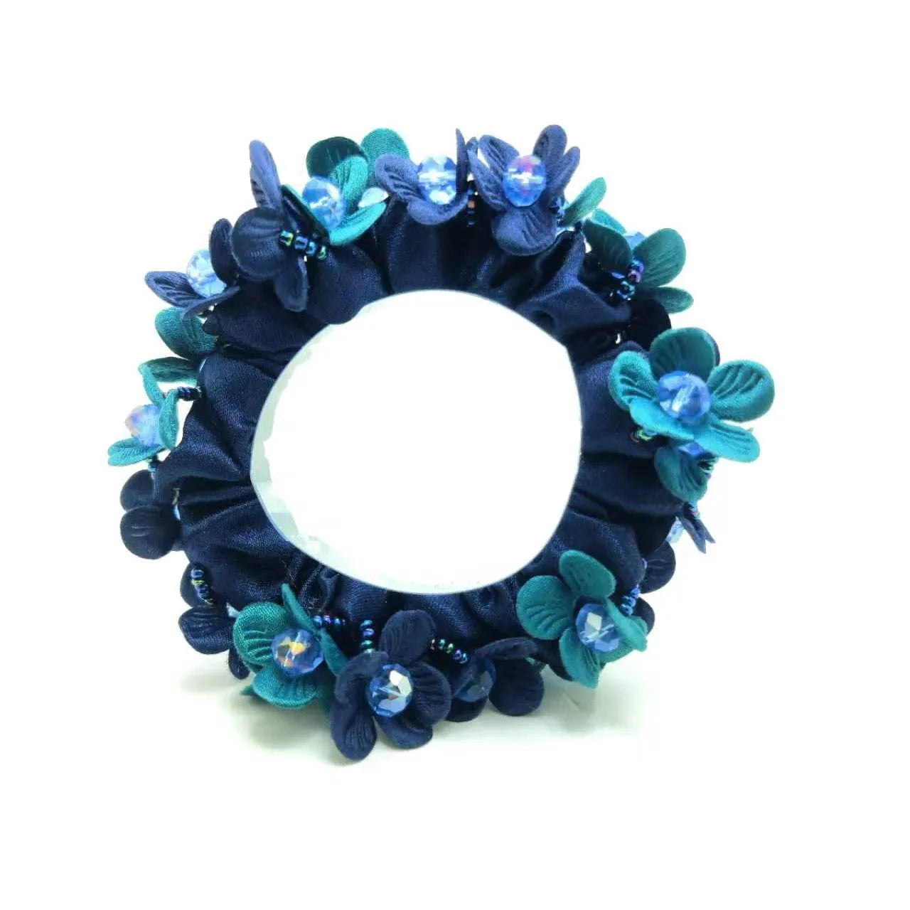 Pearl Crystal Flower Scrunchie