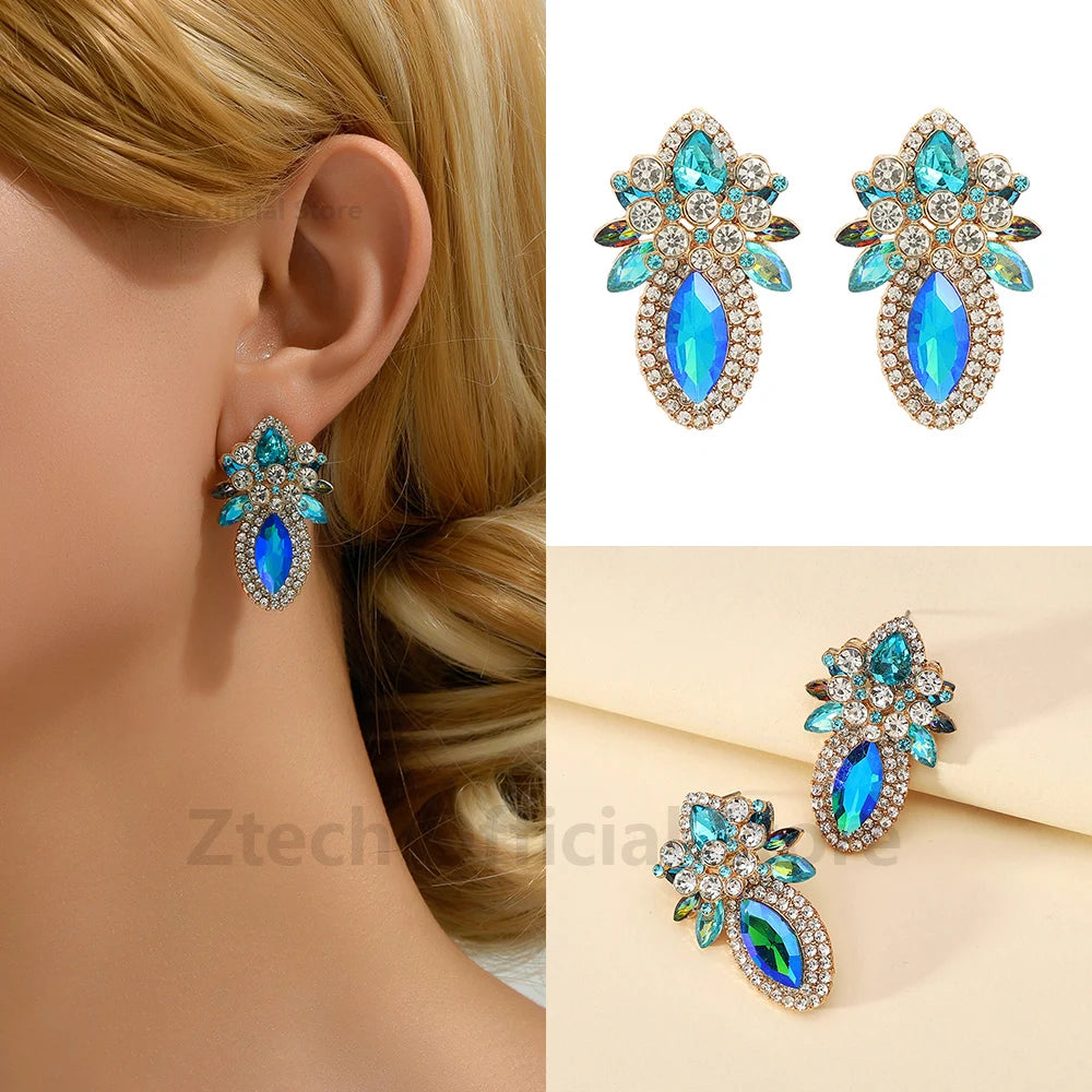 Colorful Crystal Multilayer Statement Earrings