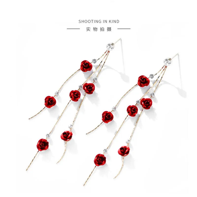 Classic Rose Tassel Earrings