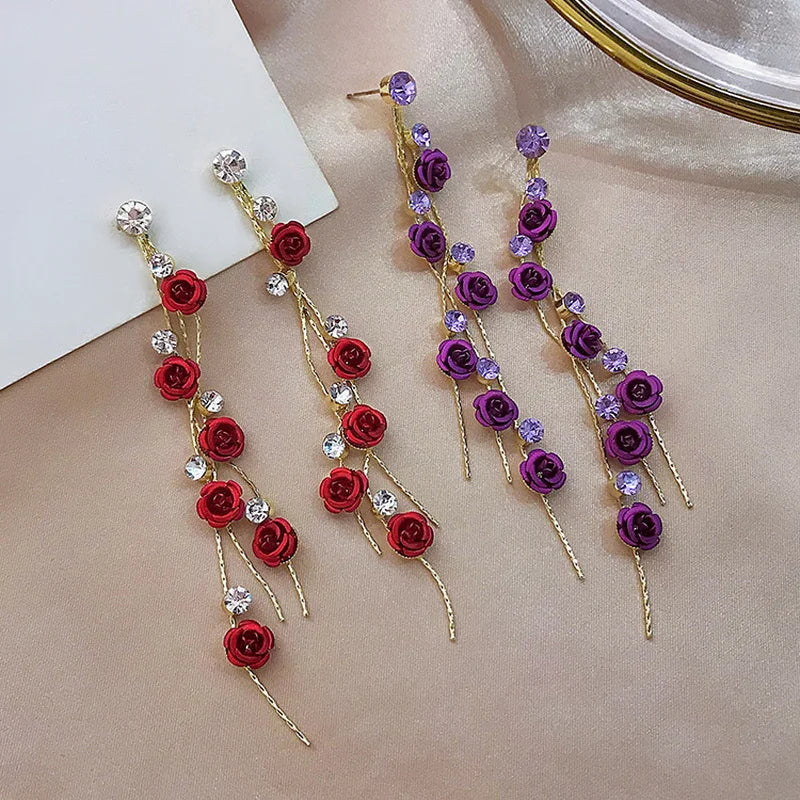 Classic Rose Tassel Earrings