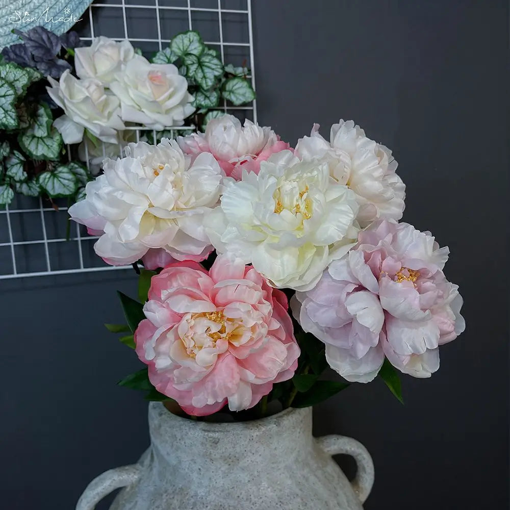 Delicate European Silk Peony Flowers