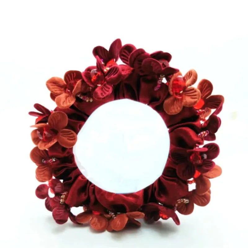 Pearl Crystal Flower Scrunchie