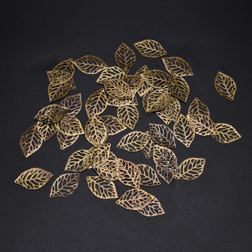 50Pcs Filigree Metal  Leaves