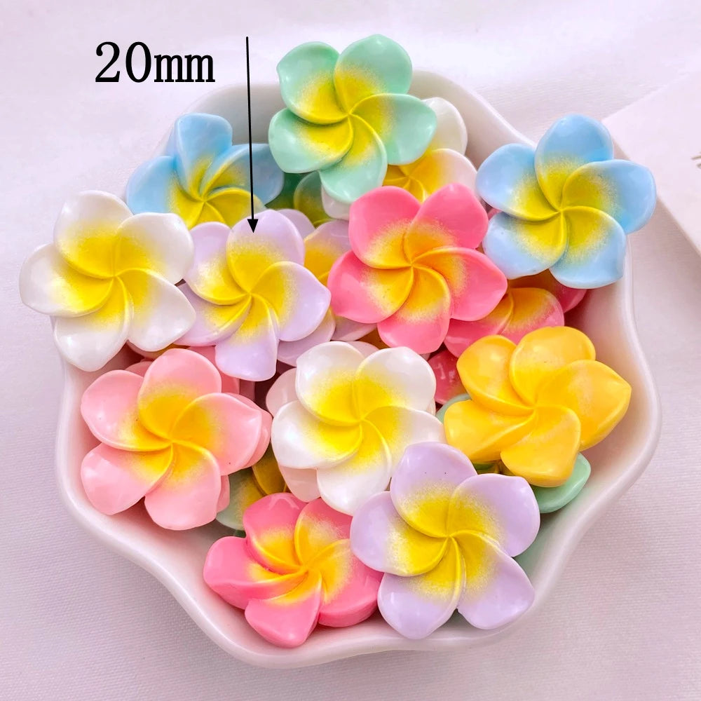 10Pcs Cute Resin Mini Plumeria Flowers