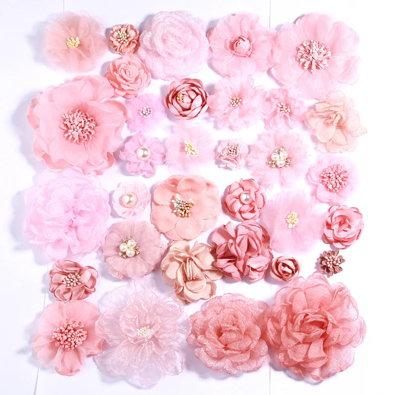 10Pcs Peach Chiffon Artificial Flowers