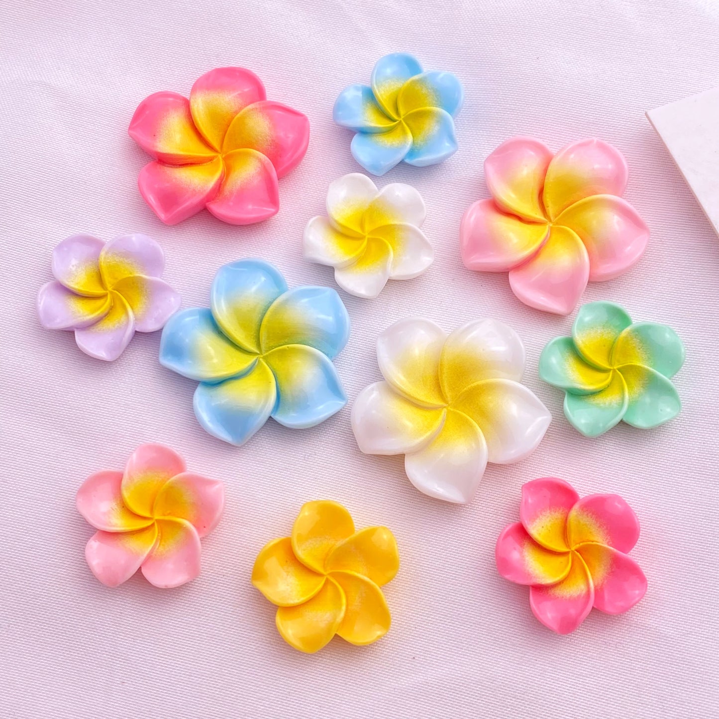 10Pcs Cute Resin Mini Plumeria Flowers