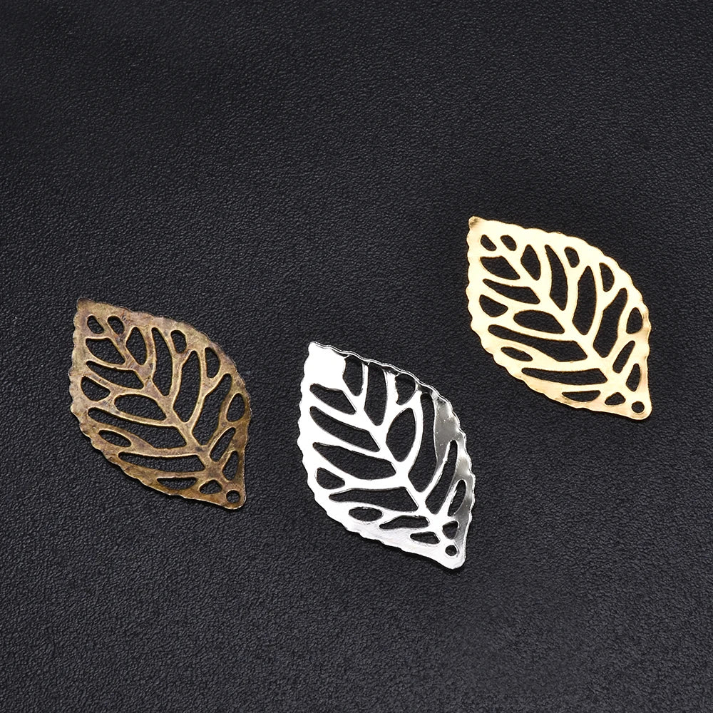 50Pcs Filigree Metal  Leaves