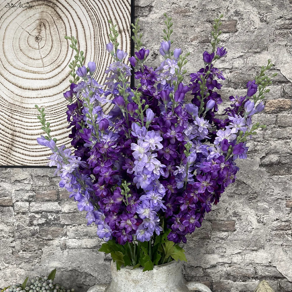 Long Larkspur Delphinium Fake Flowers Branch