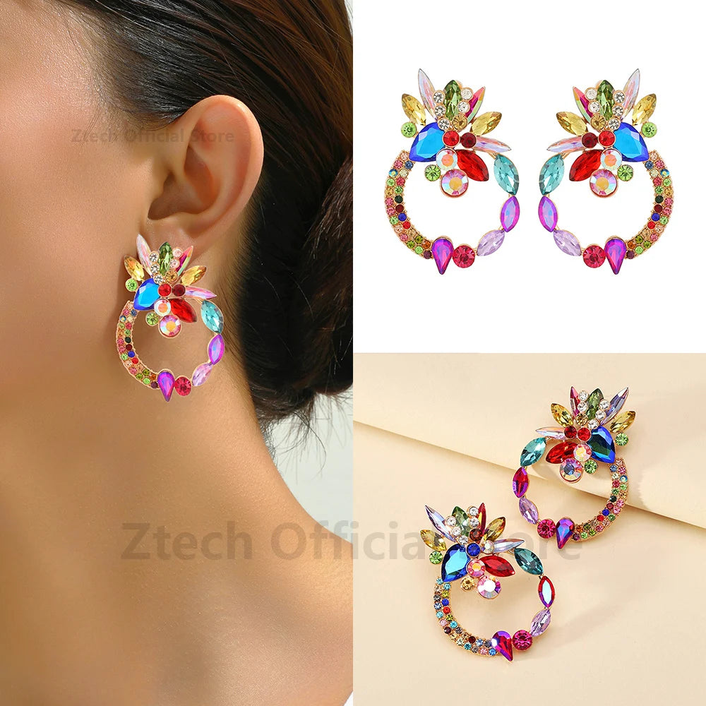 Luxury Floral Crystal Earrings