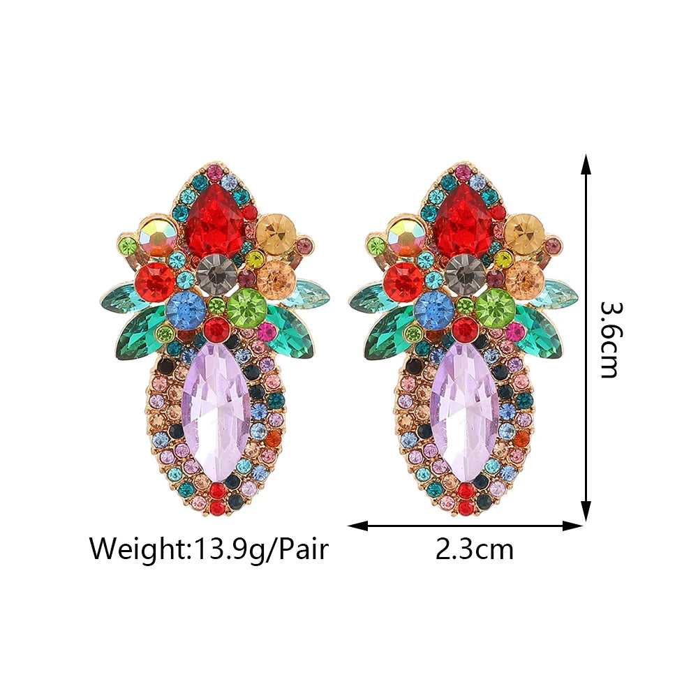 Colorful Crystal Multilayer Statement Earrings