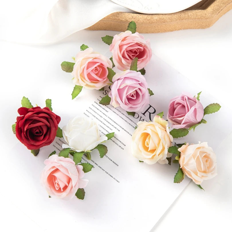 10Pcs Silk Artificial Rose Heads