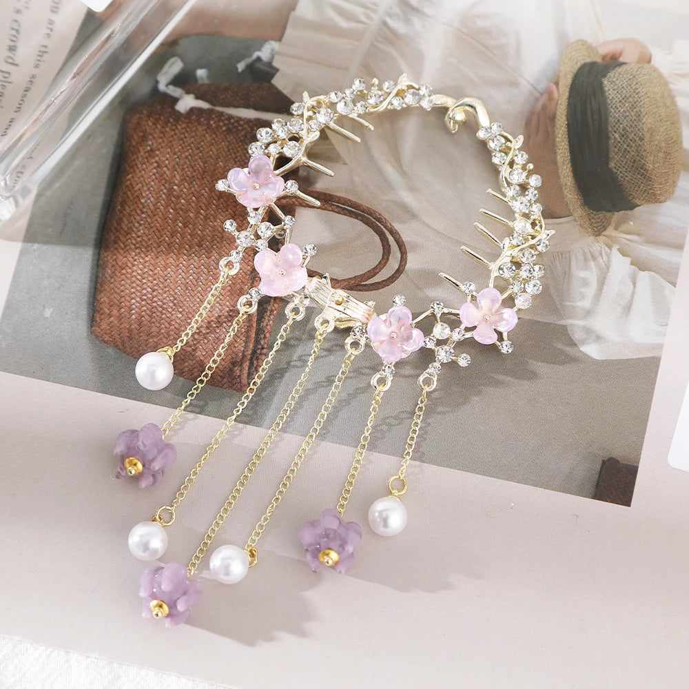 Pretty Rhinestone Tassel Hair Claw