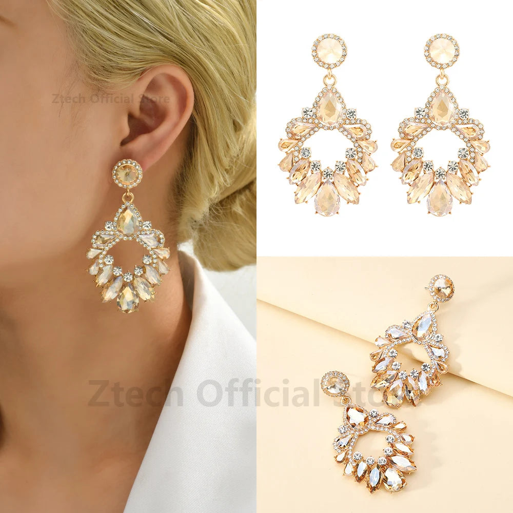 Luxury Colorful Crystal Drop Earrings