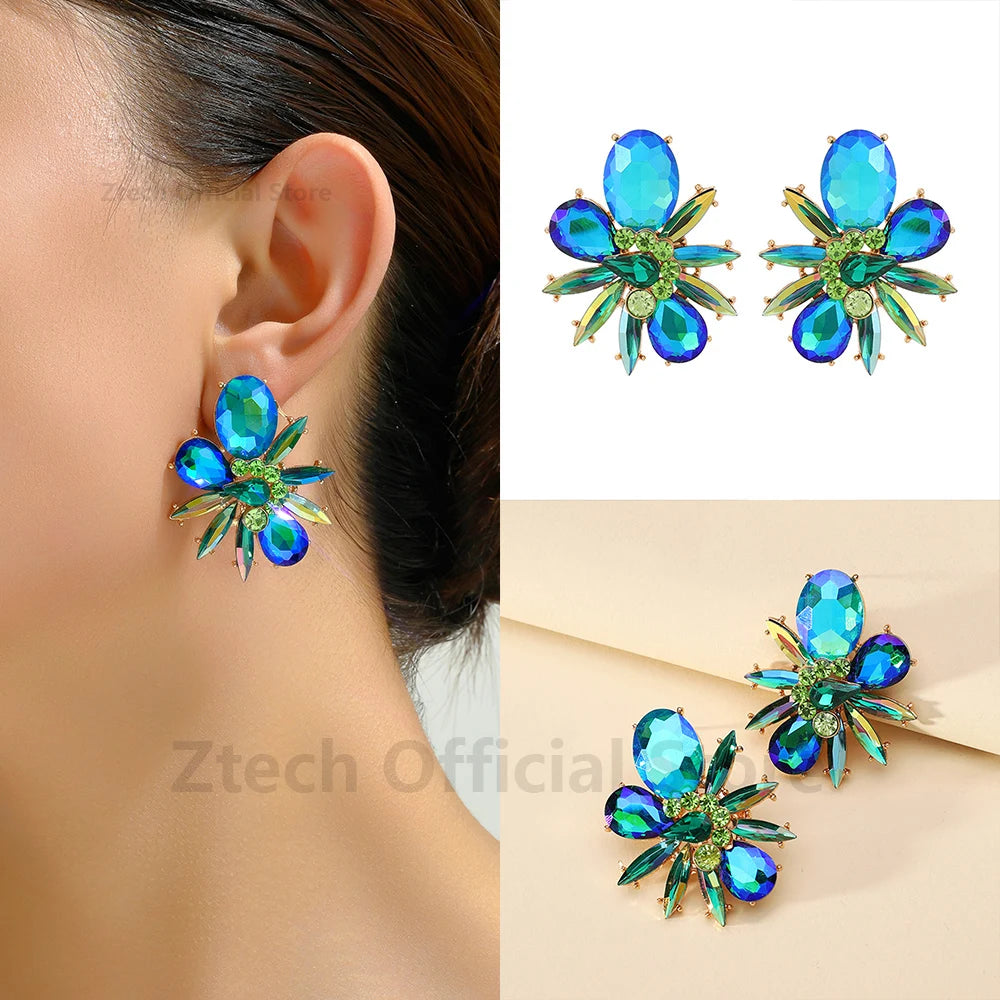 Colorful Crystal Statement Earrings