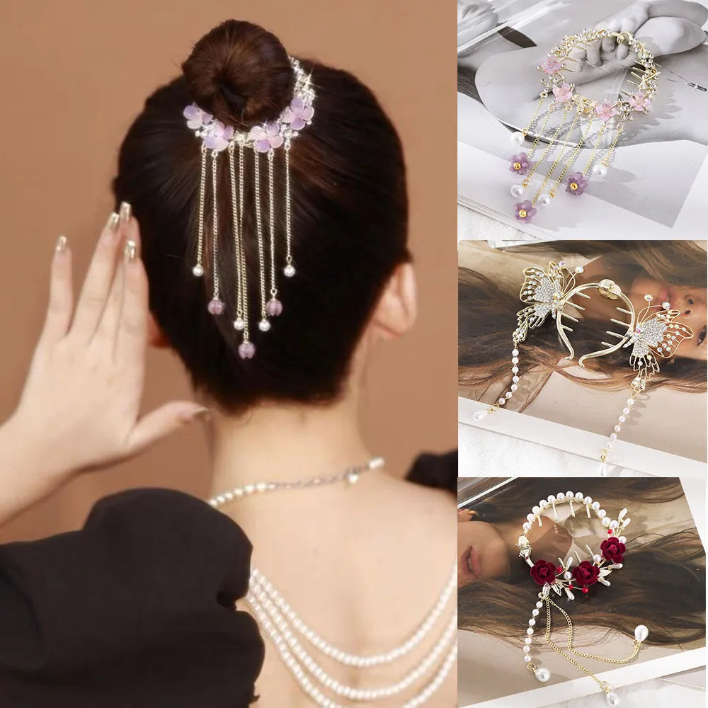 Pretty Rhinestone Tassel Hair Claw