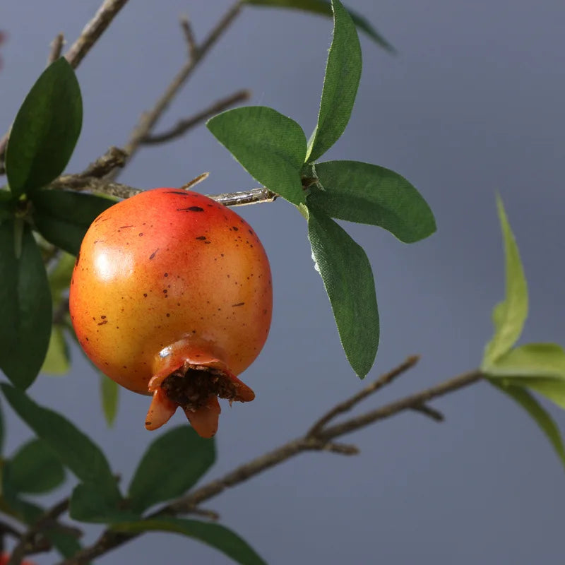 6-head Artificial Pomegranate Fruit with Leaves