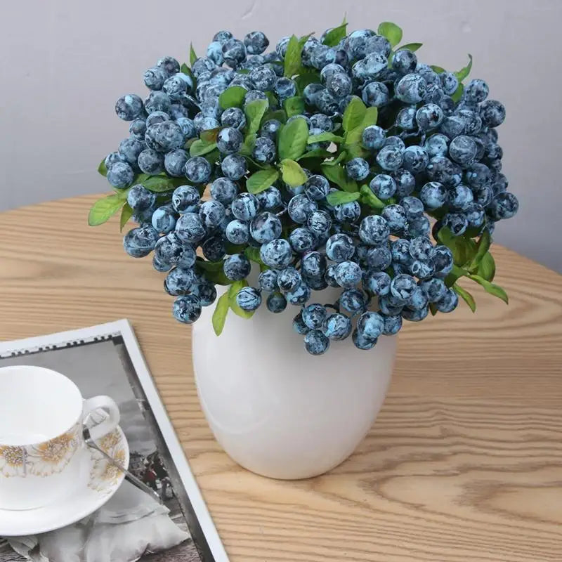 6/10pcs Artificial Blueberry Branch