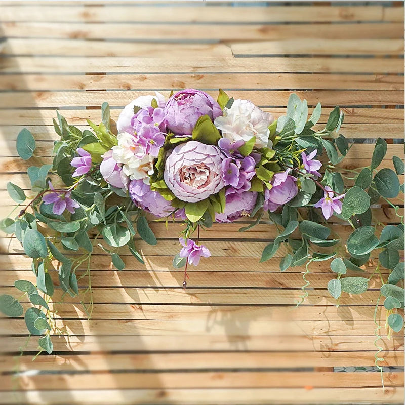 Artificial Peony Flower Threshold Wreath