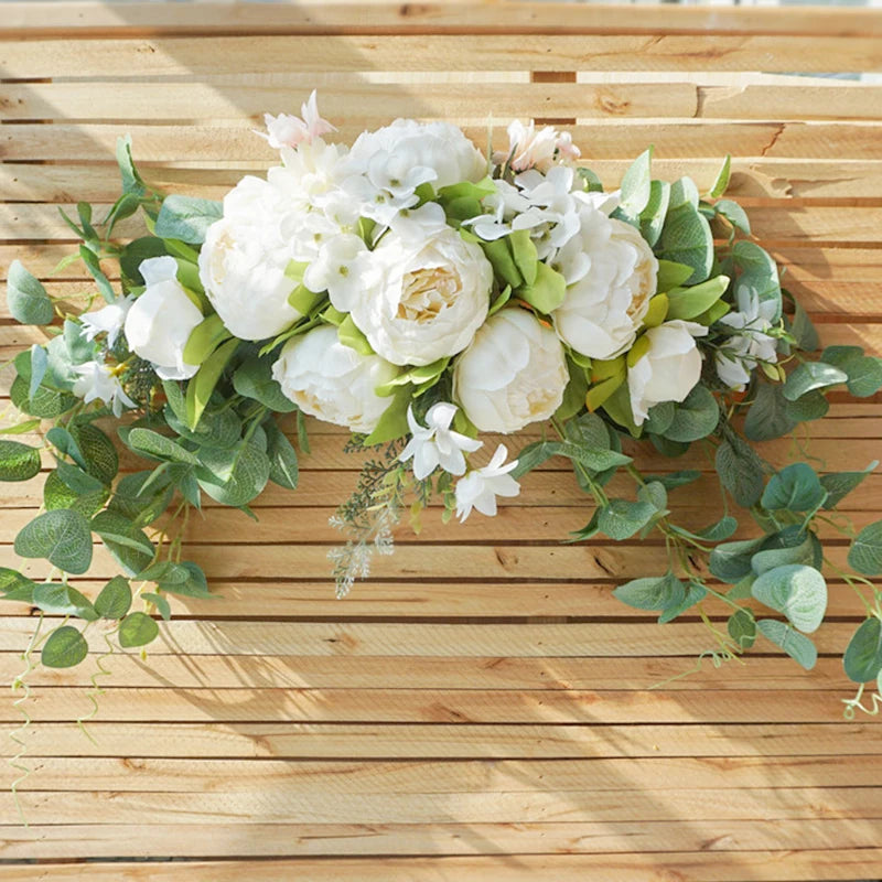 Artificial Peony Flower Threshold Wreath