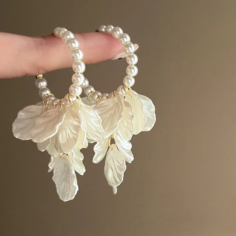 White Shell Petal Earrings