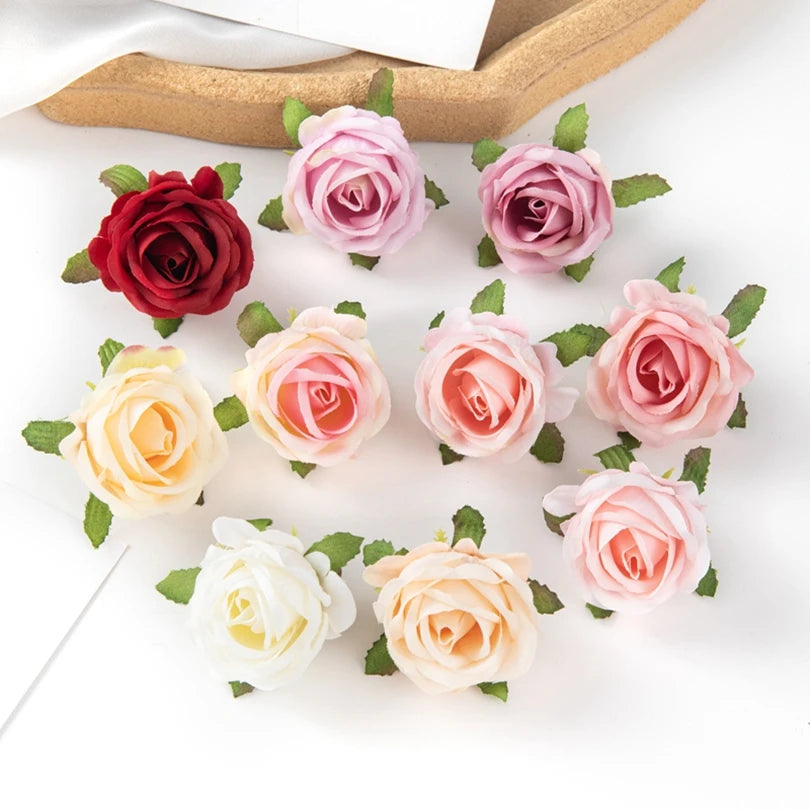 10Pcs Silk Artificial Rose Heads