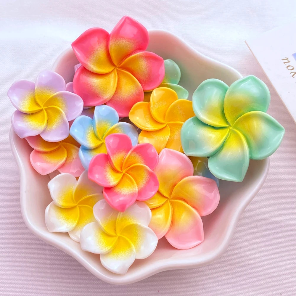 10Pcs Cute Resin Mini Plumeria Flowers