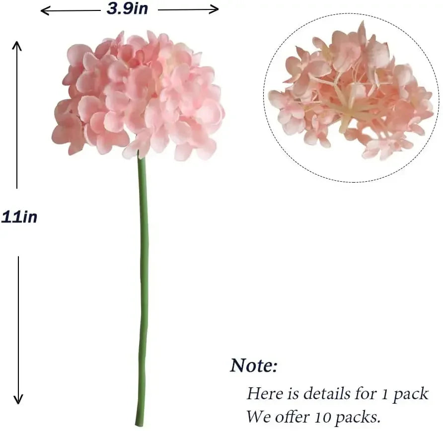 10pcs Bulk Artificial Hydrangea Flower Heads with Stems