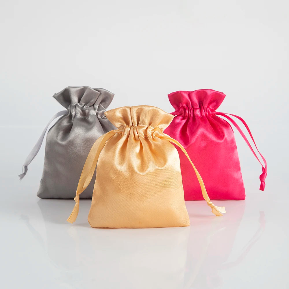 10pcs Bulk Satin Silk Drawstring Gift Pouches