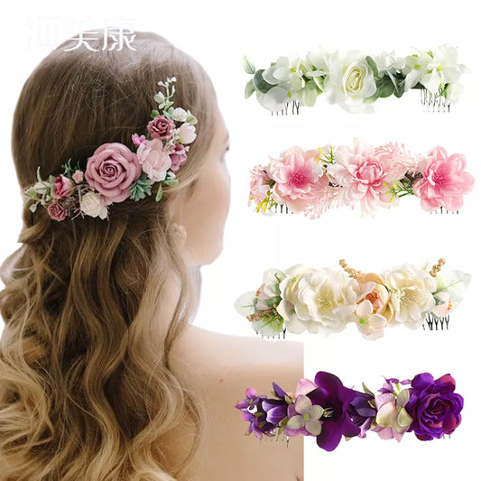 Long Flower Hair Comb