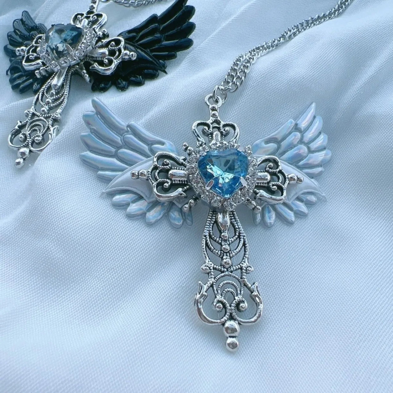 Goth Wings Cross Pendant