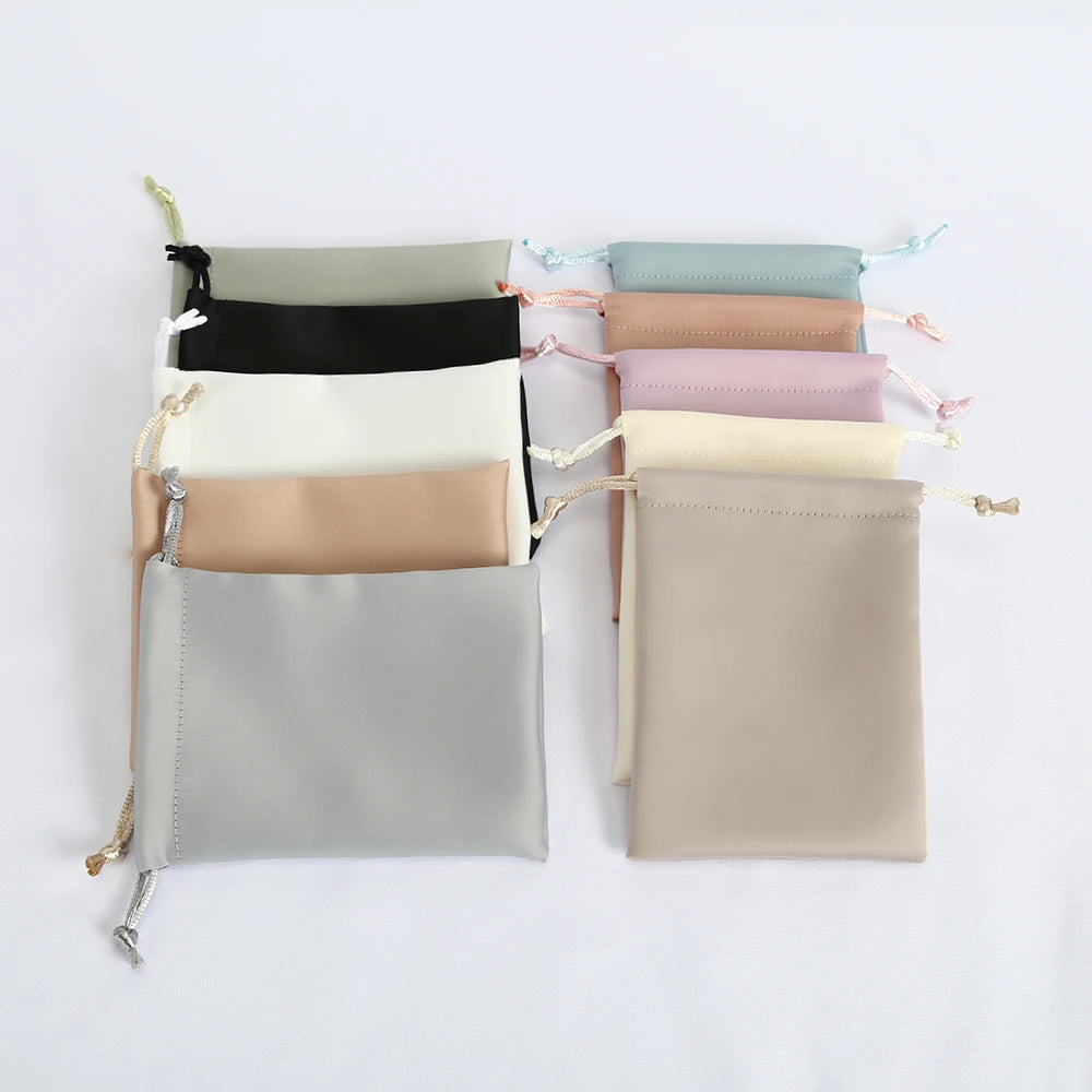 10pcs Pastel Colored Satin Silk Drawstring Gift Pouches