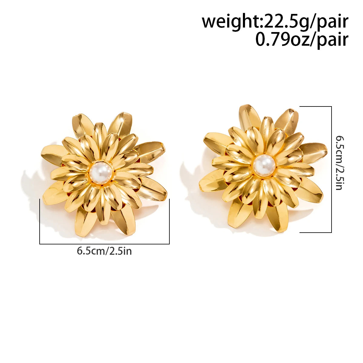 Vintage Metal Flower Stud Earrings