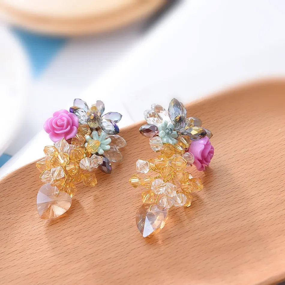 Elegant Flower Glass Earrings