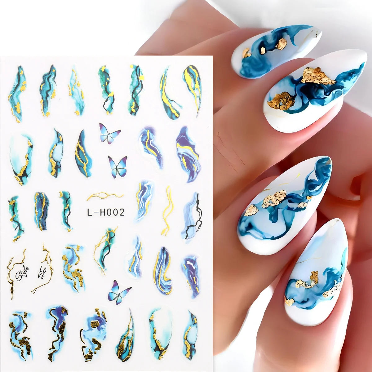 Luxurious Ocean Marble Flow Nail Stickers