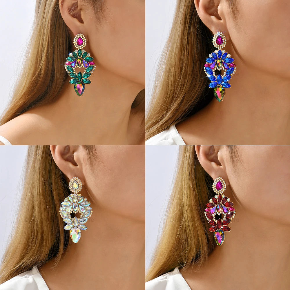 Colorful Crystal Teardrop Earrings