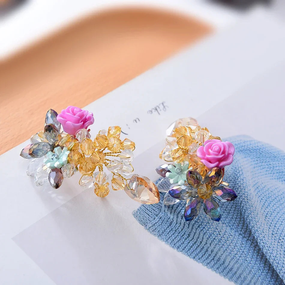 Elegant Flower Glass Earrings