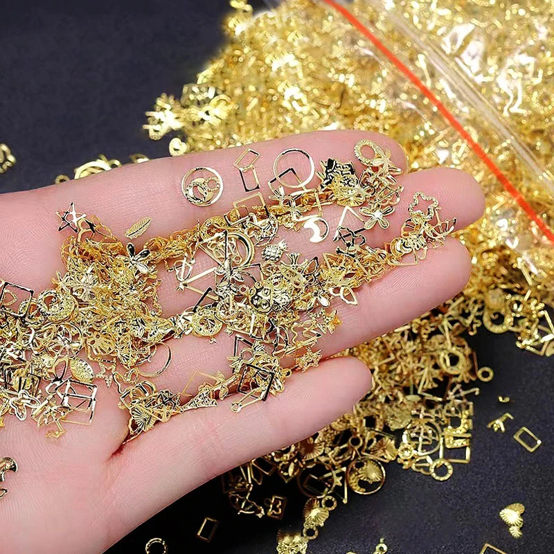 500PCS Gold or Silver Starlight Metallic Nail Art Rhinestones