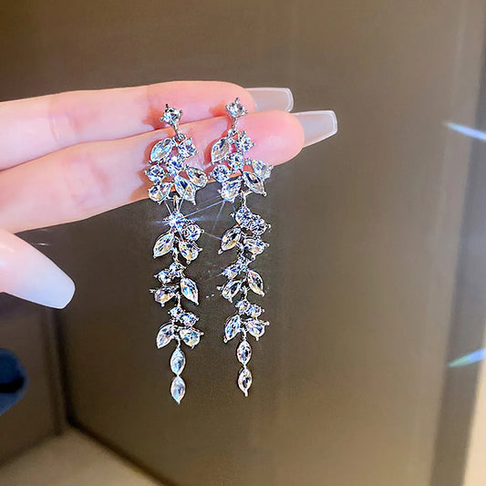 Shiny Zircon Crystal Vine Earrings