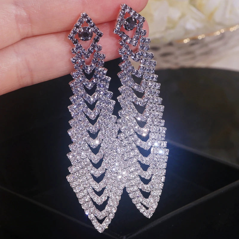 Luxury Rhinestone Tassel Earrings