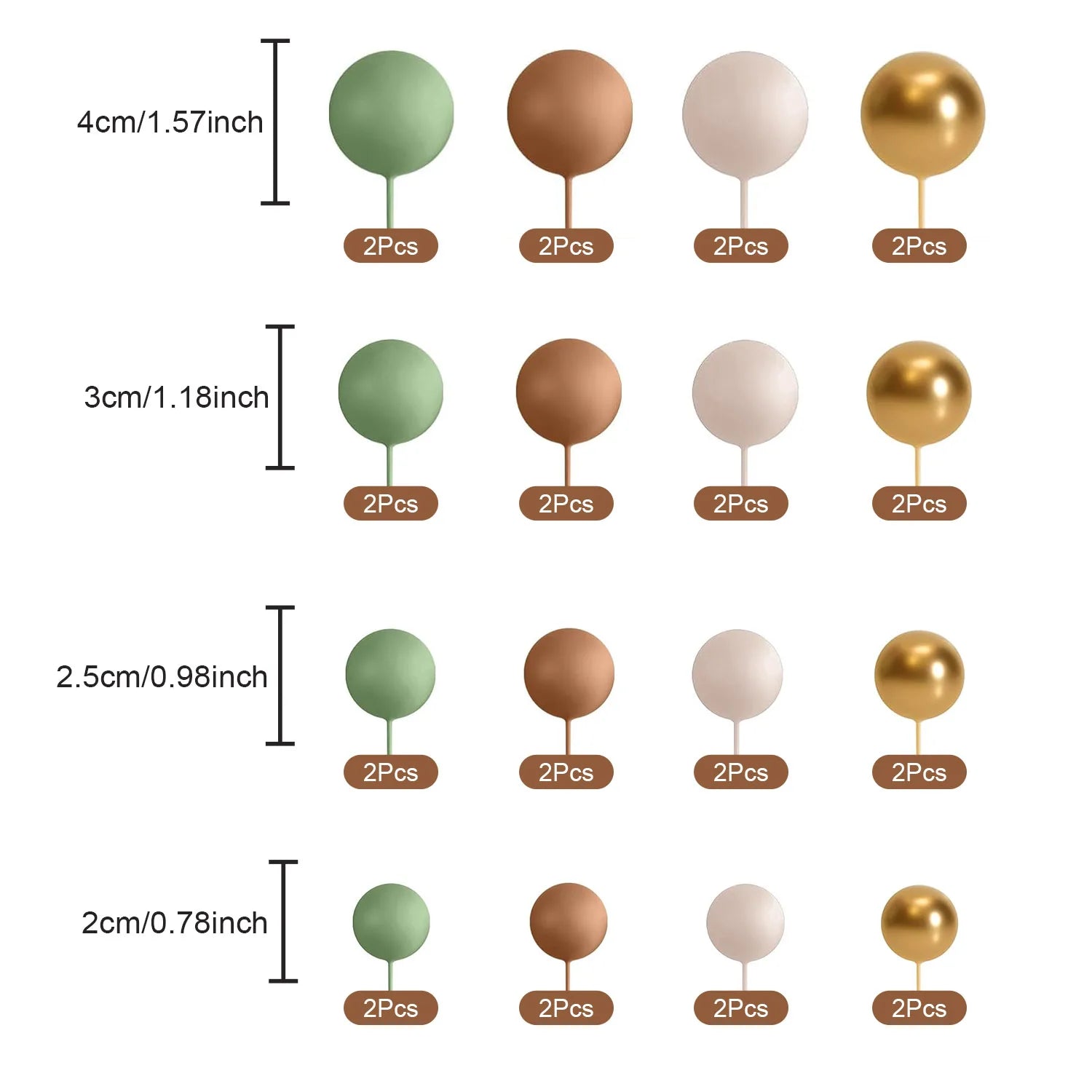 32pcs Wedding Cake Topper Gold Foam Balls