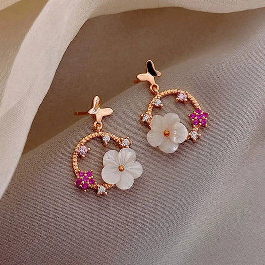 Exquisite Butterfly Flower Stud Earrings