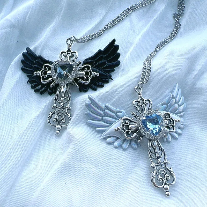 Goth Wings Cross Pendant