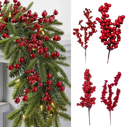 5PCS Artificial Christmas Berries or Pine Branches