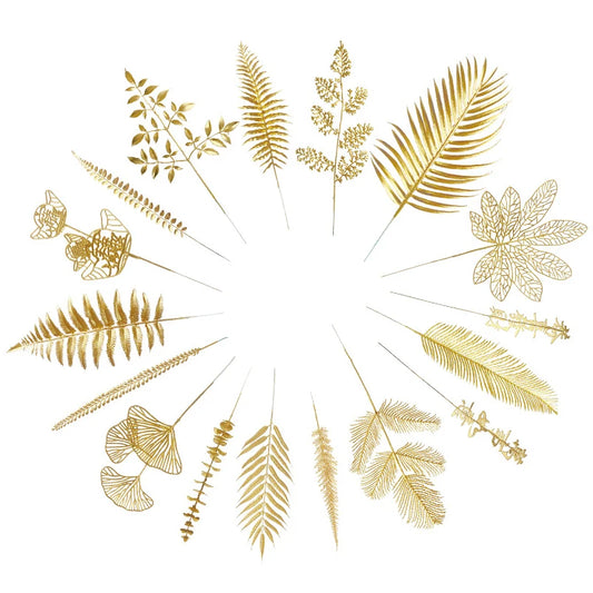 Metallic Golden Artificial Plant Leaves