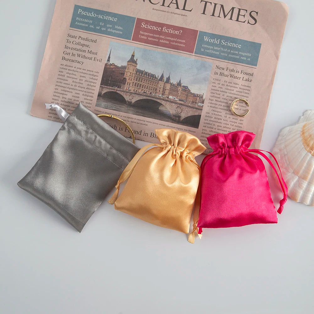 10pcs Bulk Satin Silk Drawstring Gift Pouches